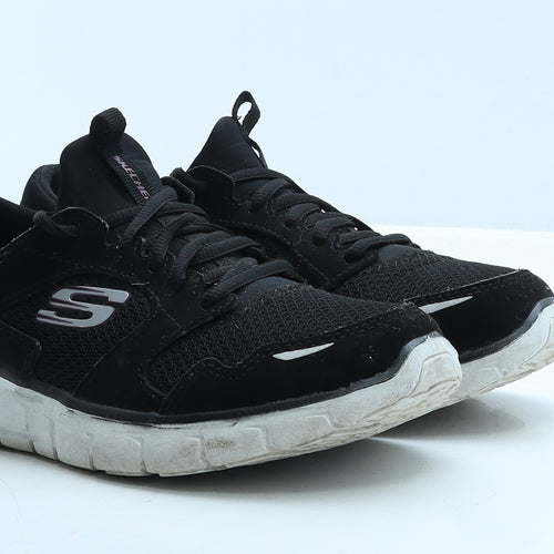 Skechers Womens Black Geometric Fabric Trainer UK 5 38