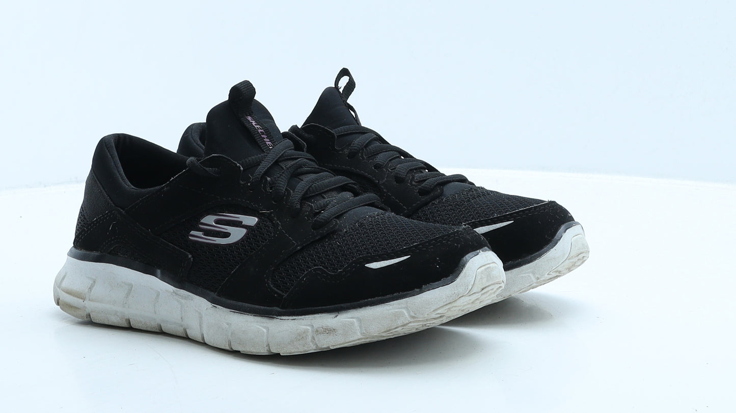 Skechers Womens Black Geometric Fabric Trainer UK 5 38