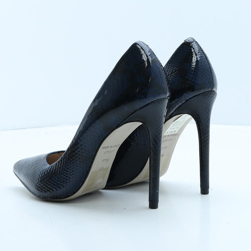 River Island Womens Blue Animal Print Leather Court Heel UK 5 38 - Snake Print