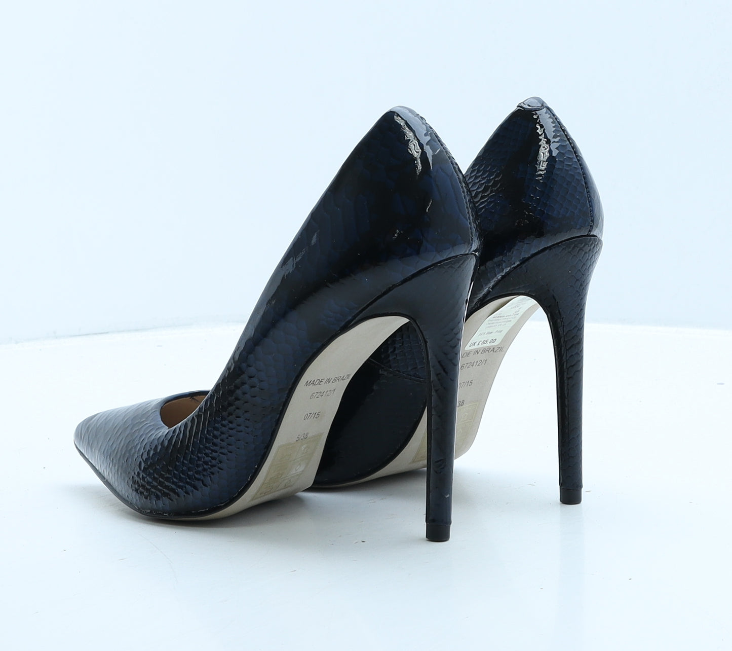 River Island Womens Blue Animal Print Leather Court Heel UK 5 38 - Snake Print