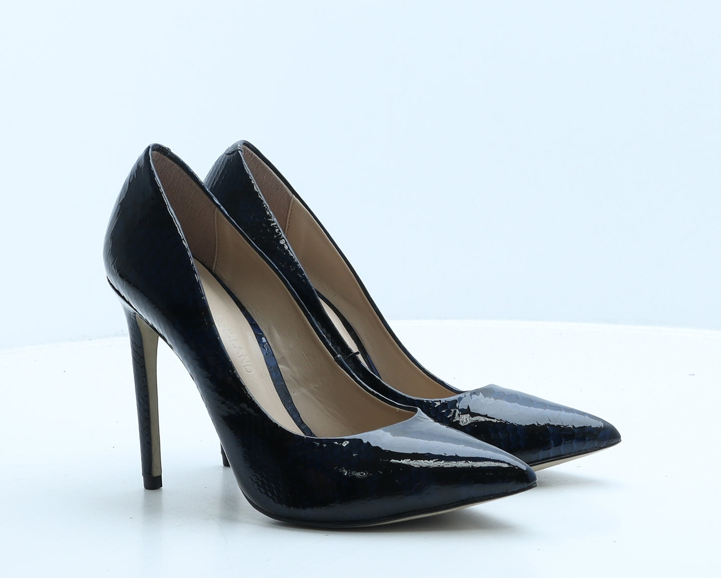 River Island Womens Blue Animal Print Leather Court Heel UK 5 38 - Snake Print