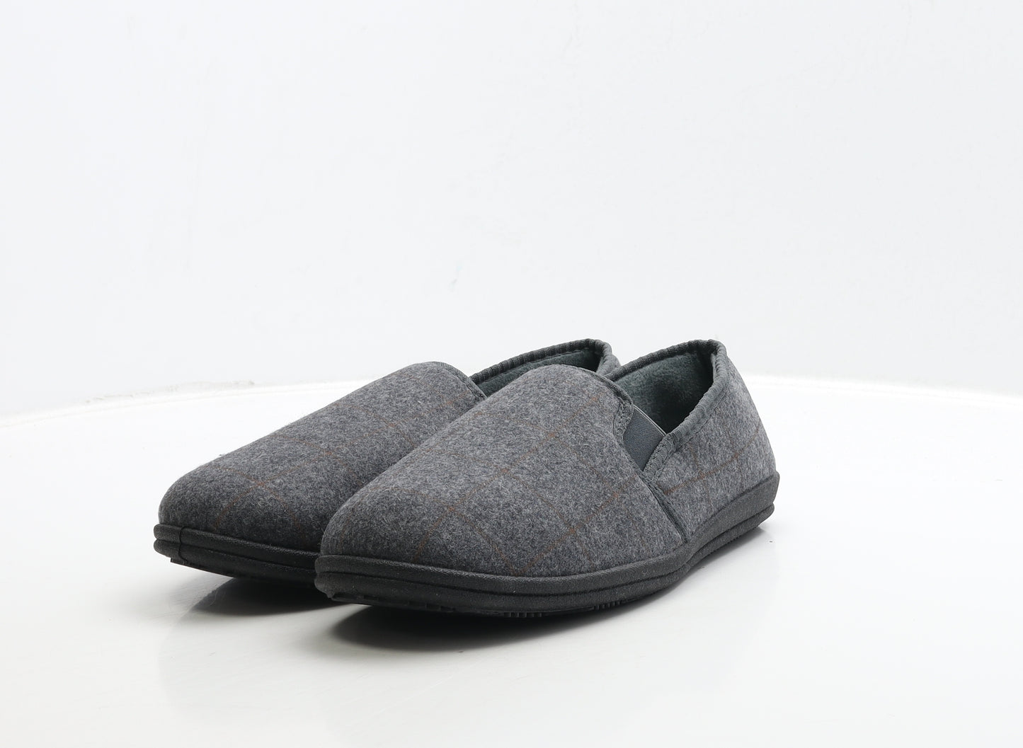 Marks and Spencer Mens Grey Check Polyester Loafer Slipper UK 9 43