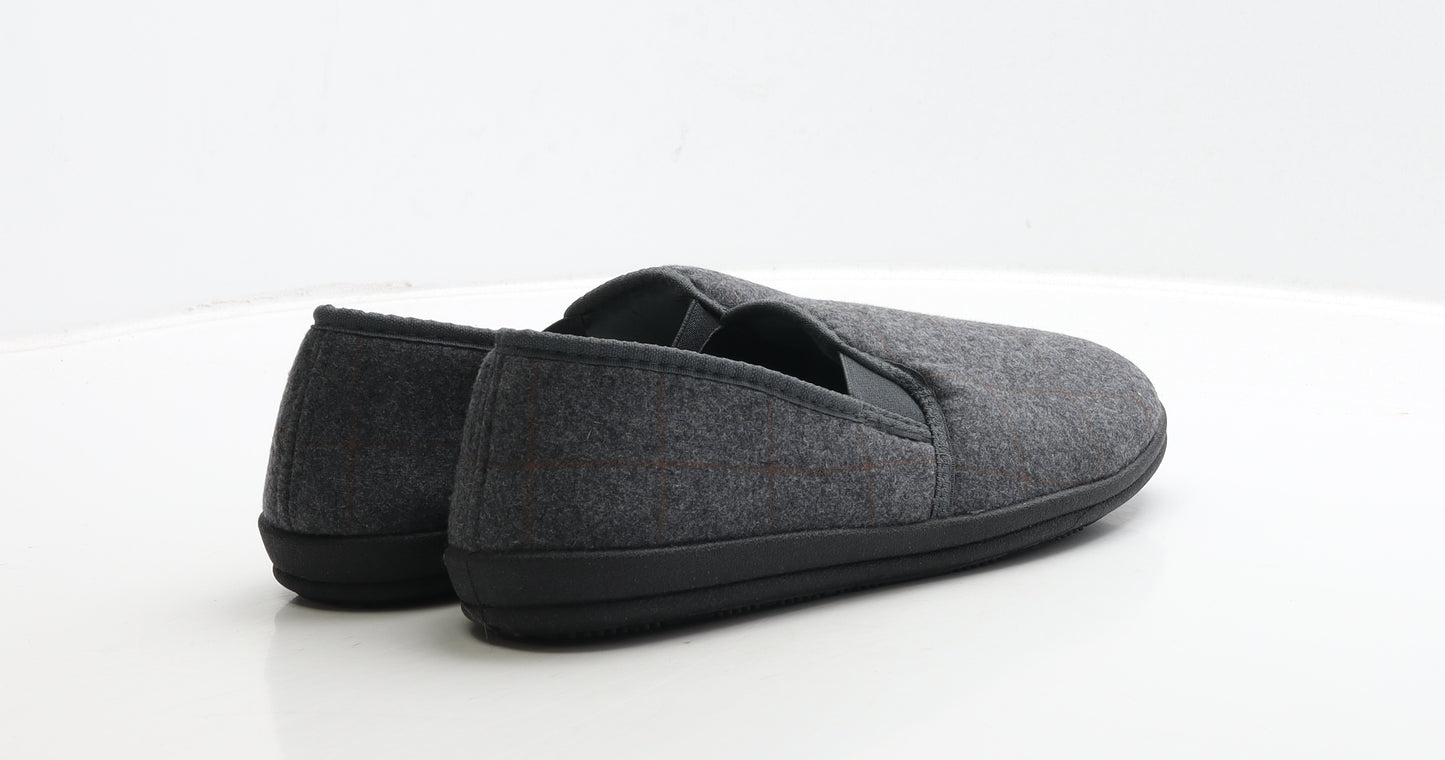 Marks and Spencer Mens Grey Check Polyester Loafer Slipper UK 9 43