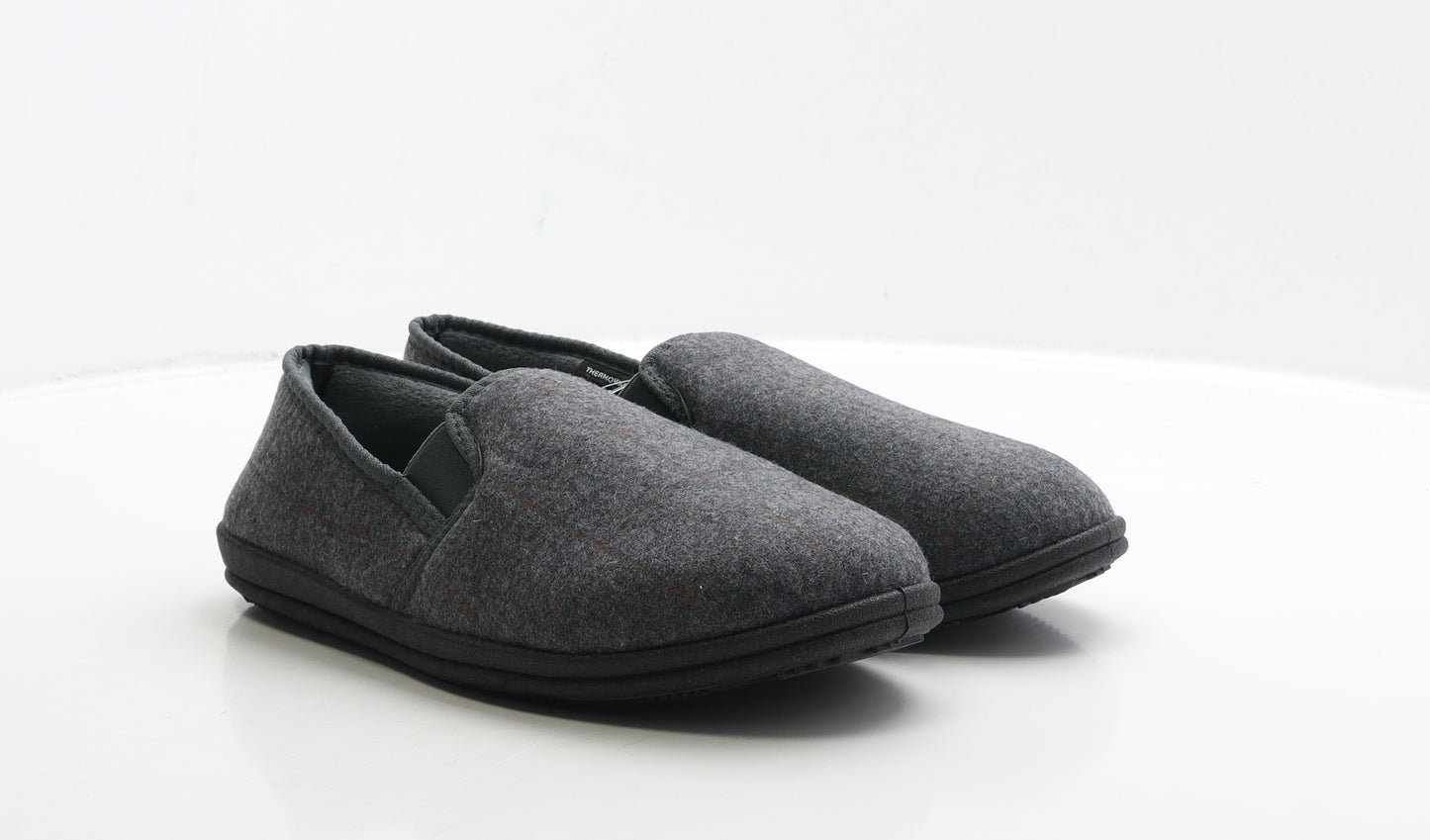 Marks and Spencer Mens Grey Check Polyester Loafer Slipper UK 9 43