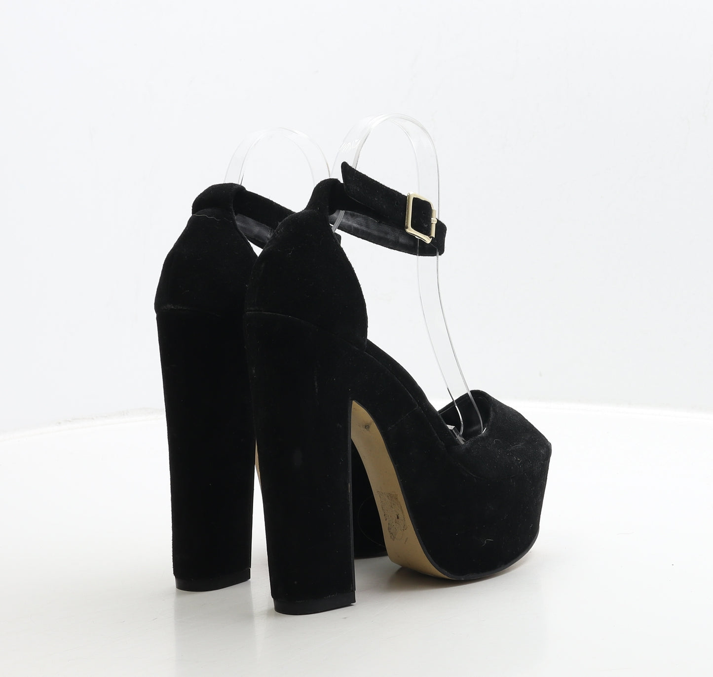 River Island Womens Black Leather Platform Heel UK 4 37