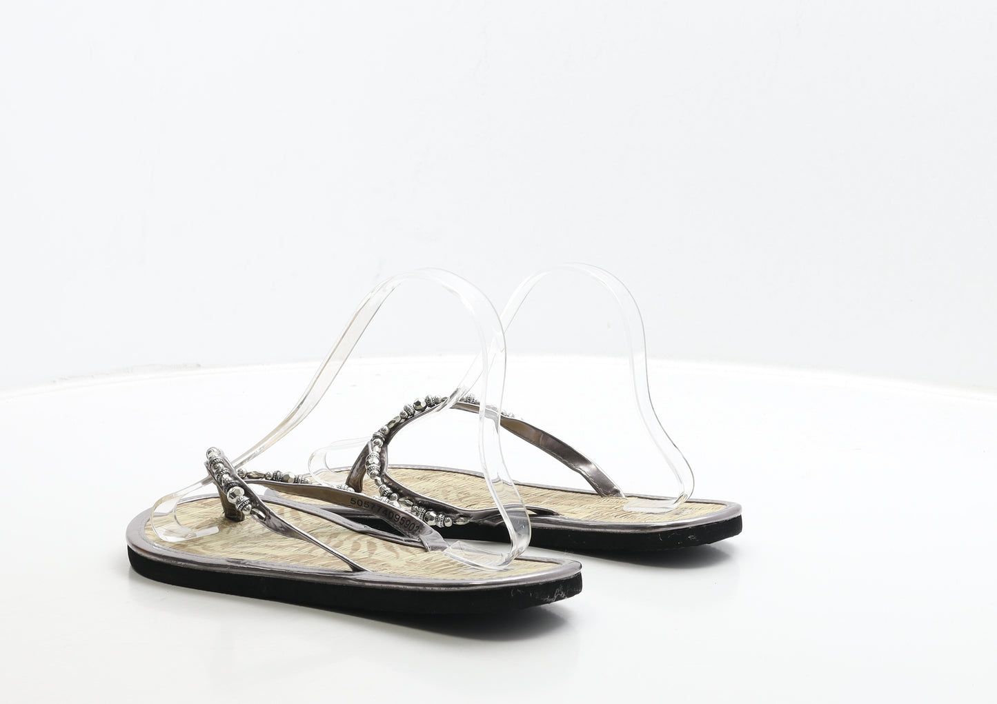 TU Womens Silver Polyester Thong Sandal UK 5
