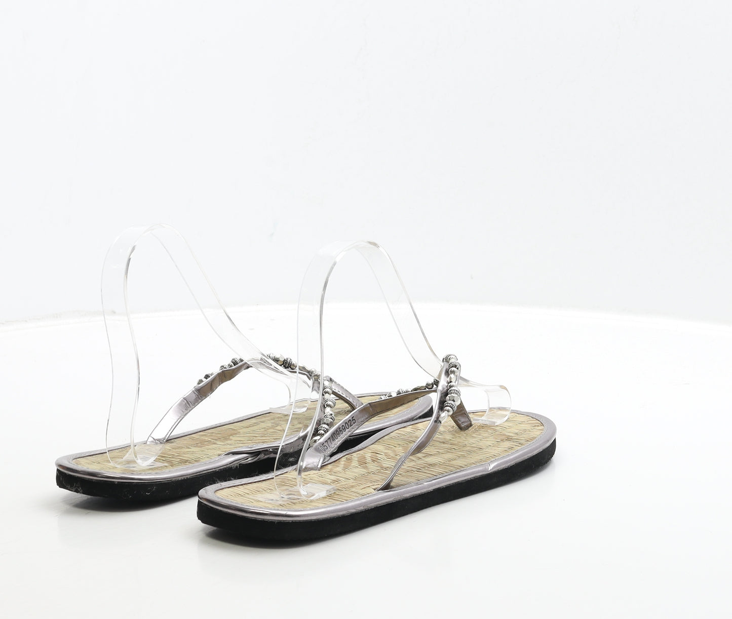 TU Womens Silver Polyester Thong Sandal UK 5