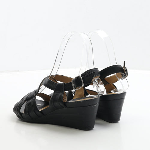 Clarks Womens Black Leather Strappy Heel UK 4