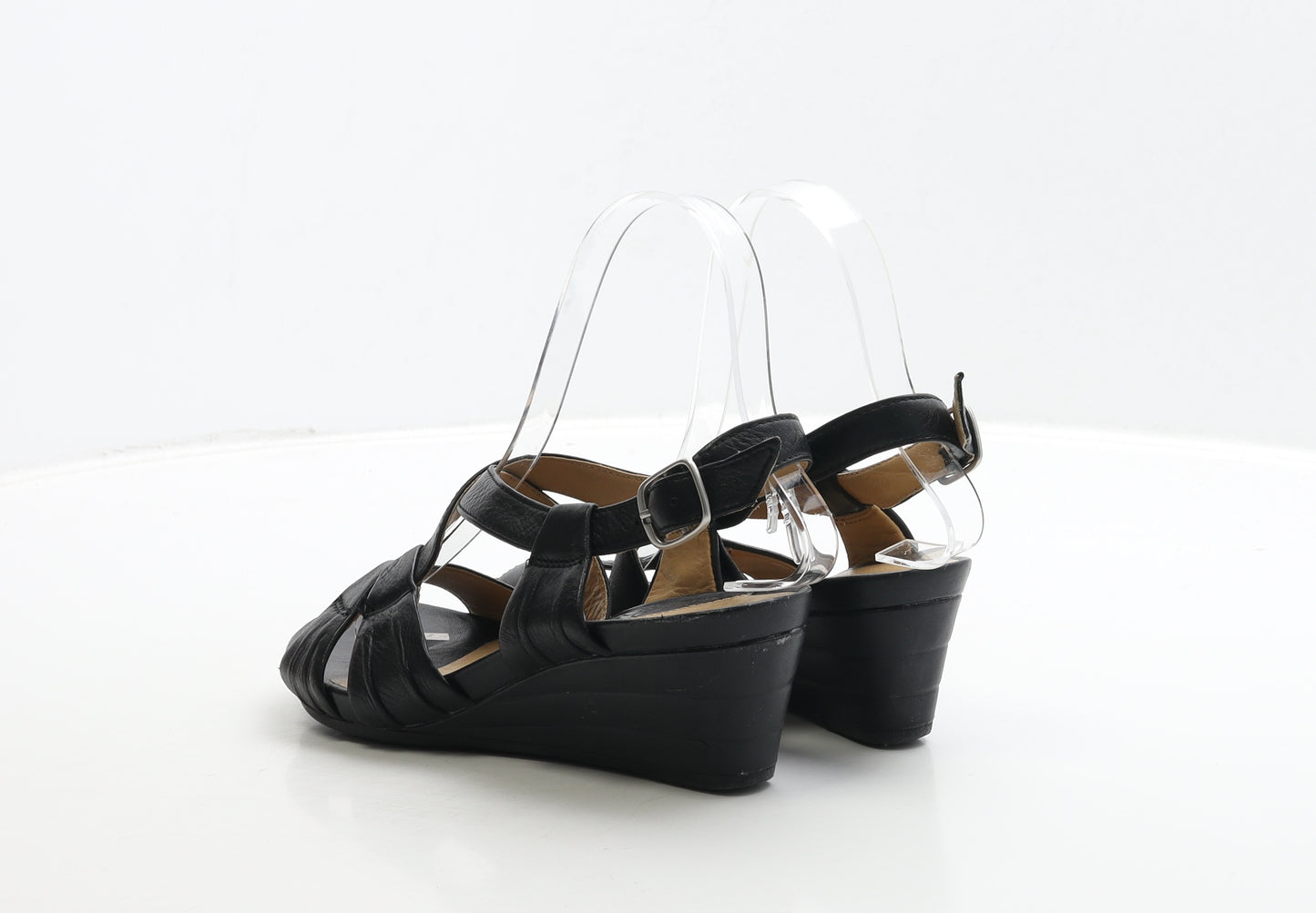 Clarks Womens Black Leather Strappy Heel UK 4