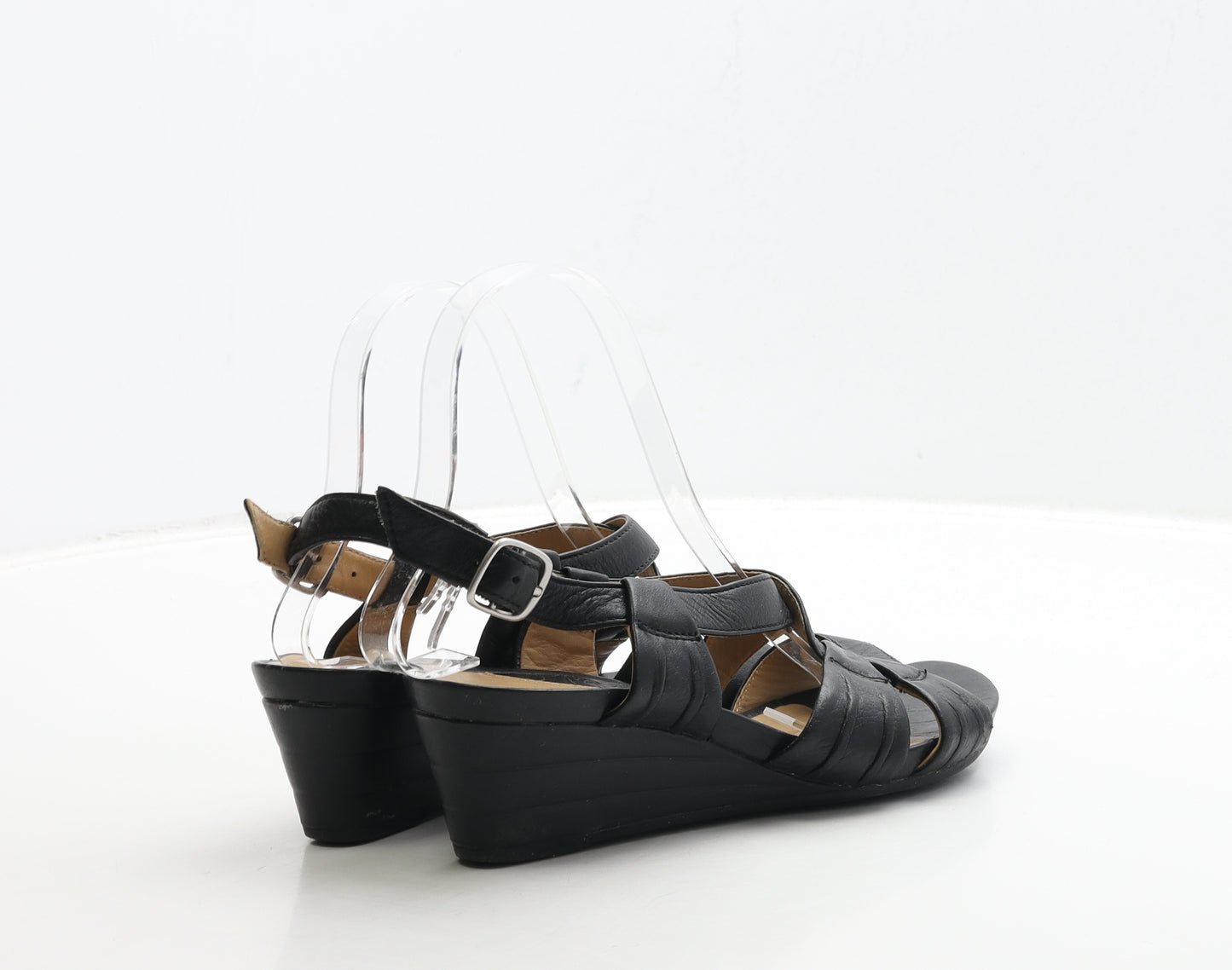 Clarks Womens Black Leather Strappy Heel UK 4