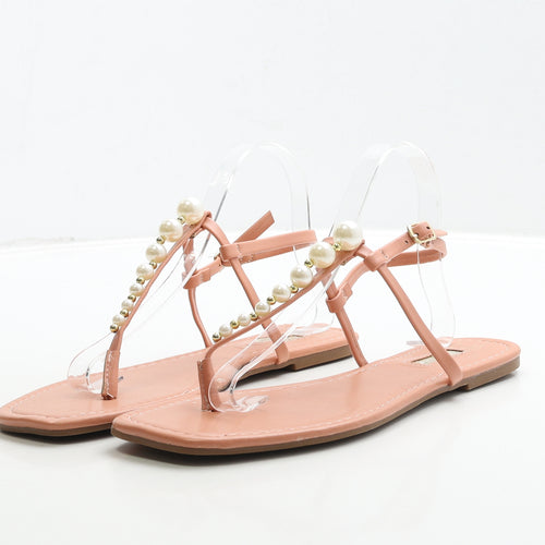 Primark Womens Pink Leather Thong Sandal UK 6 39
