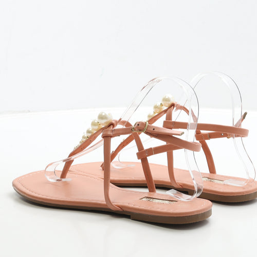 Primark Womens Pink Leather Thong Sandal UK 6 39