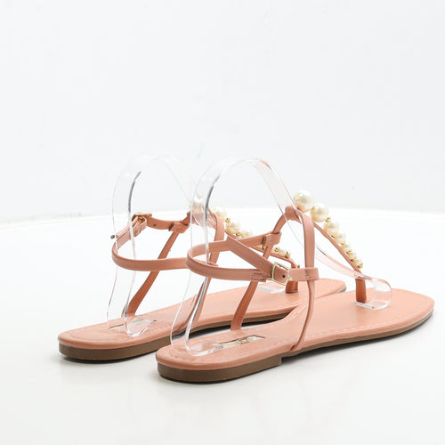 Primark Womens Pink Leather Thong Sandal UK 6 39