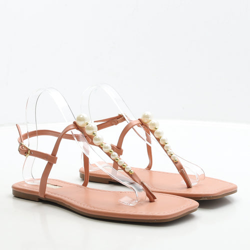 Primark Womens Pink Leather Thong Sandal UK 6 39