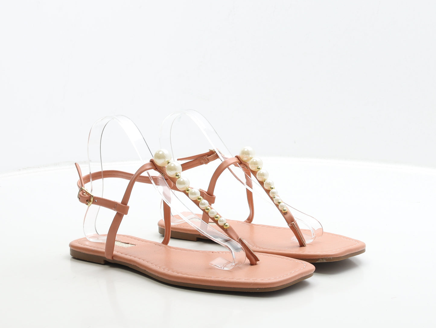 Primark Womens Pink Leather Thong Sandal UK 6 39
