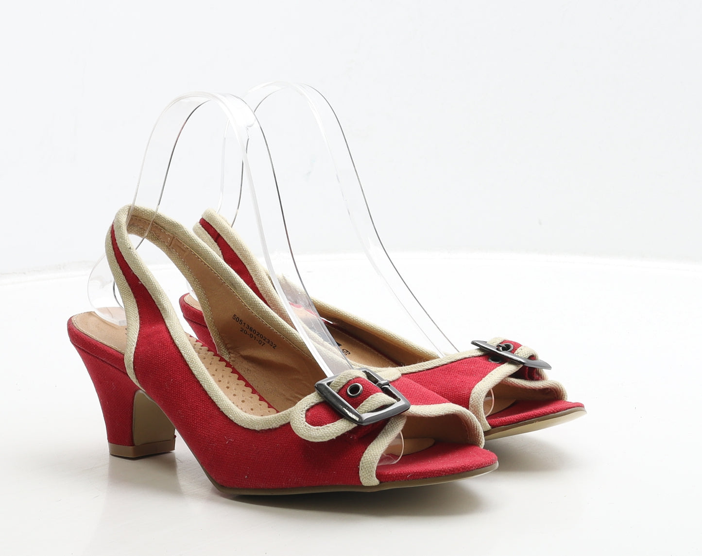 George Womens Red Fabric Slingback Heel UK 6 39