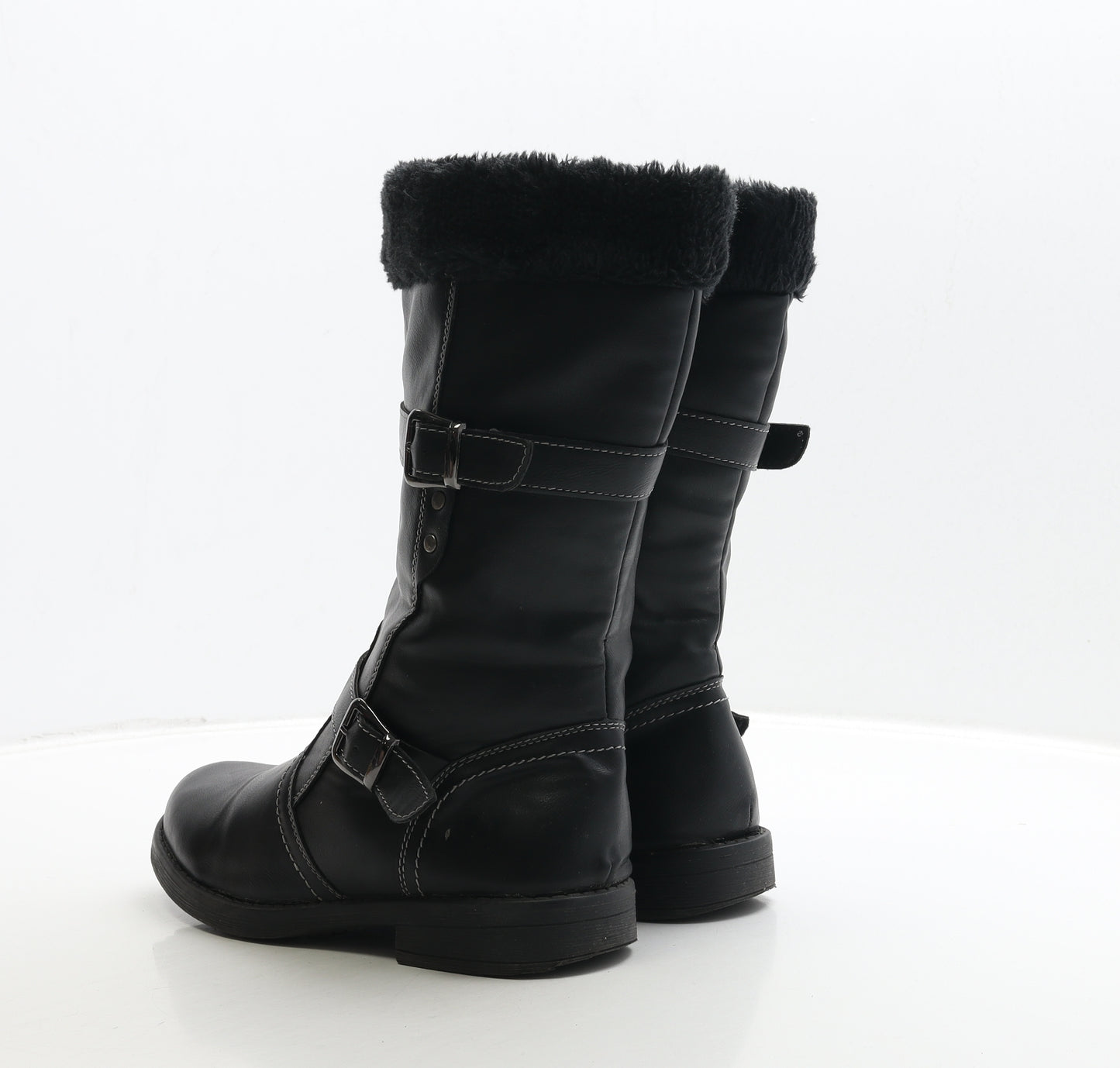 Lilley Womens Black Leather Biker Boot UK 6