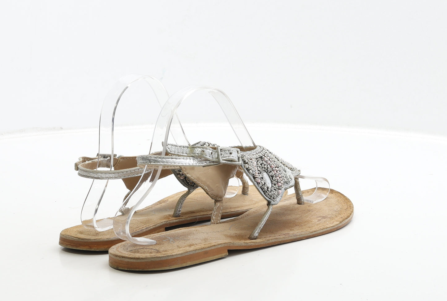 Atmosphere Womens Silver Polyester Thong Sandal UK 8