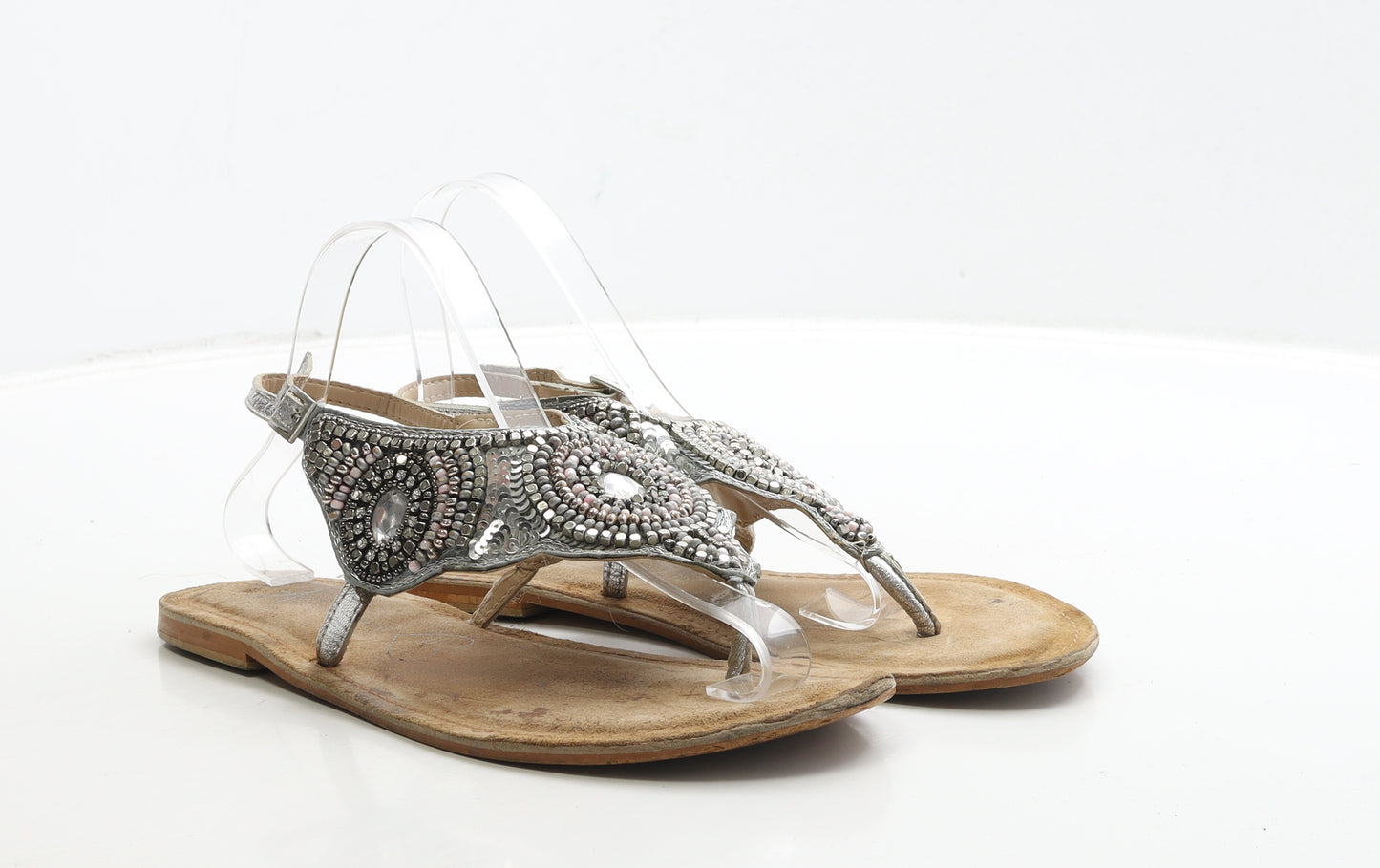 Atmosphere Womens Silver Polyester Thong Sandal UK 8