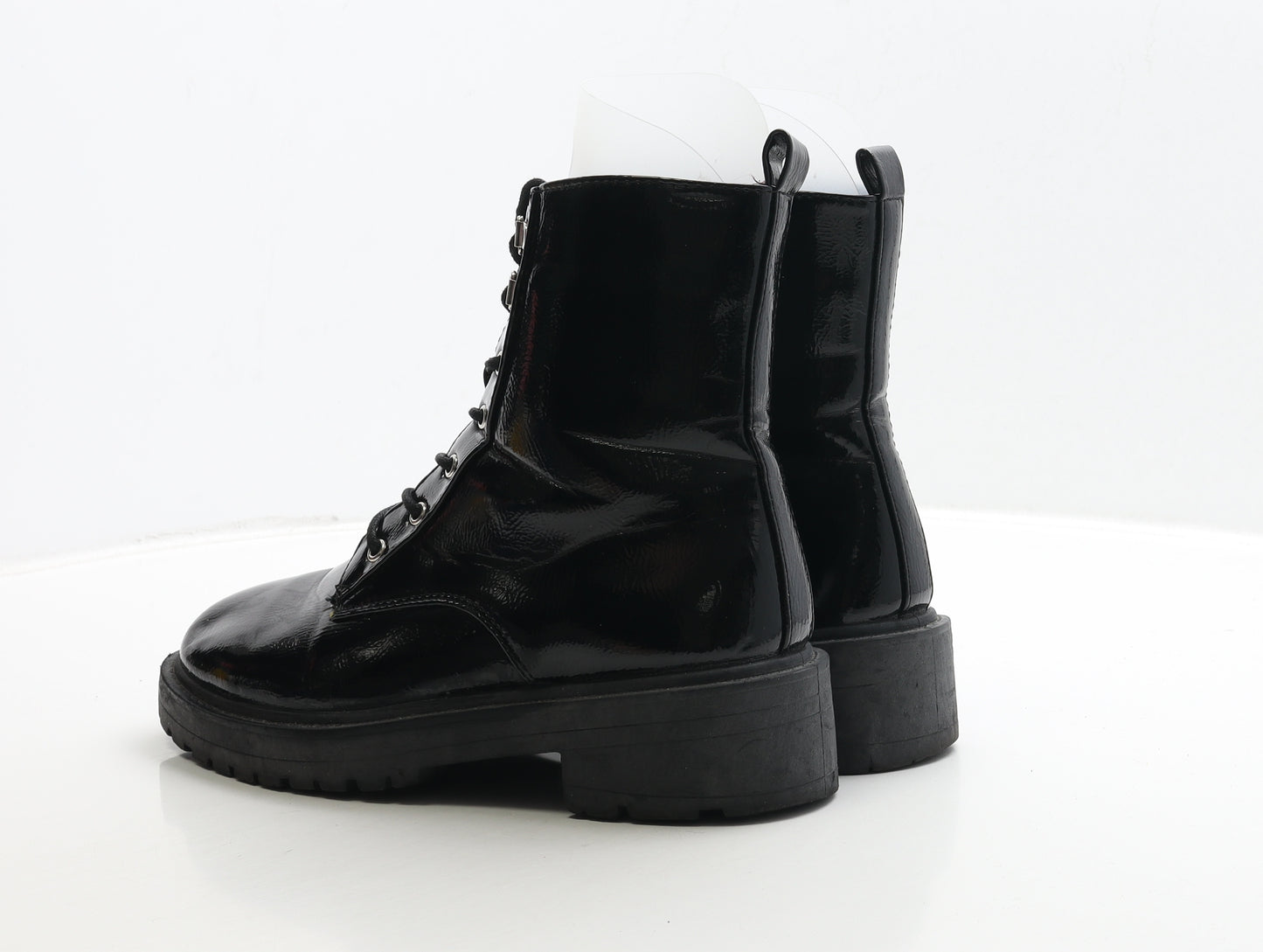 New Look Womens Black PVC Biker Boot UK 7