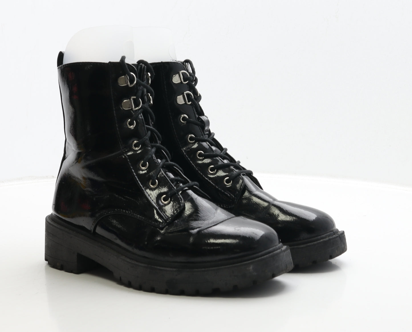 New Look Womens Black PVC Biker Boot UK 7