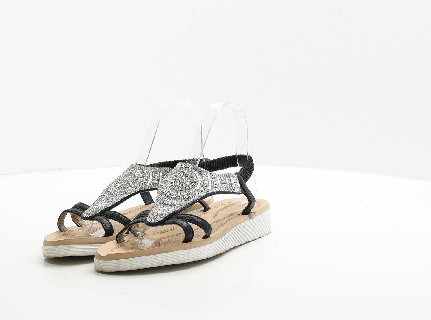 Preworn Womens Black Polyester Slingback Sandal UK 5 38