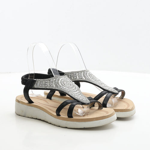 Preworn Womens Black Polyester Slingback Sandal UK 5 38