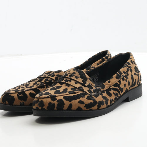 Peacocks Womens Brown Geometric Suede Loafer Casual UK 5 38