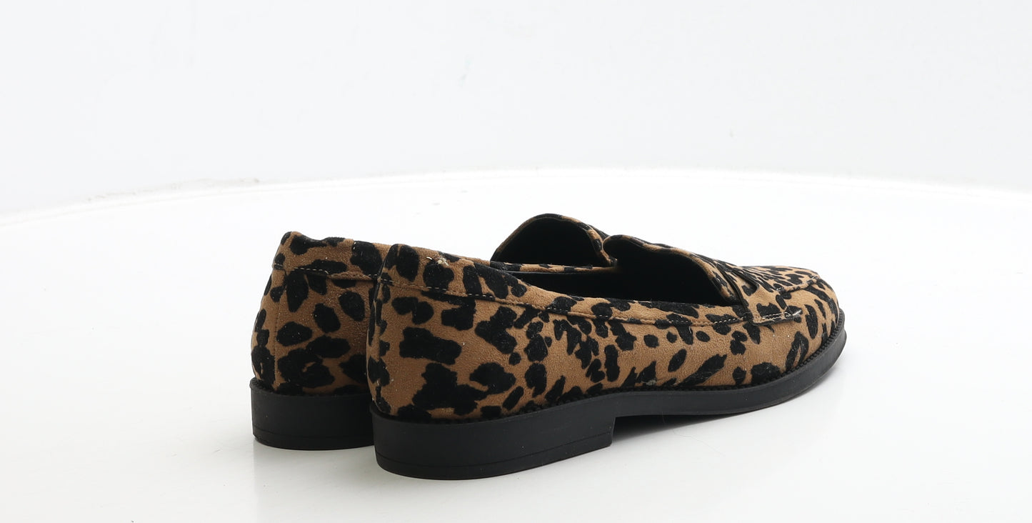 Peacocks Womens Brown Geometric Suede Loafer Casual UK 5 38