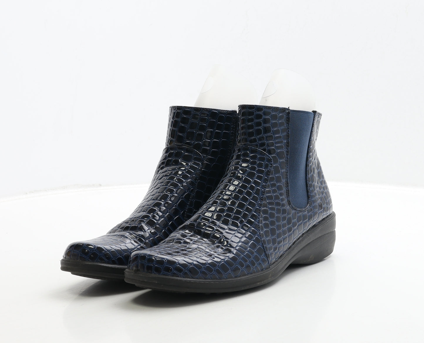 Cushionflex Womens Blue Geometric Leather Chelsea Boot UK 7 40 - Snake Print