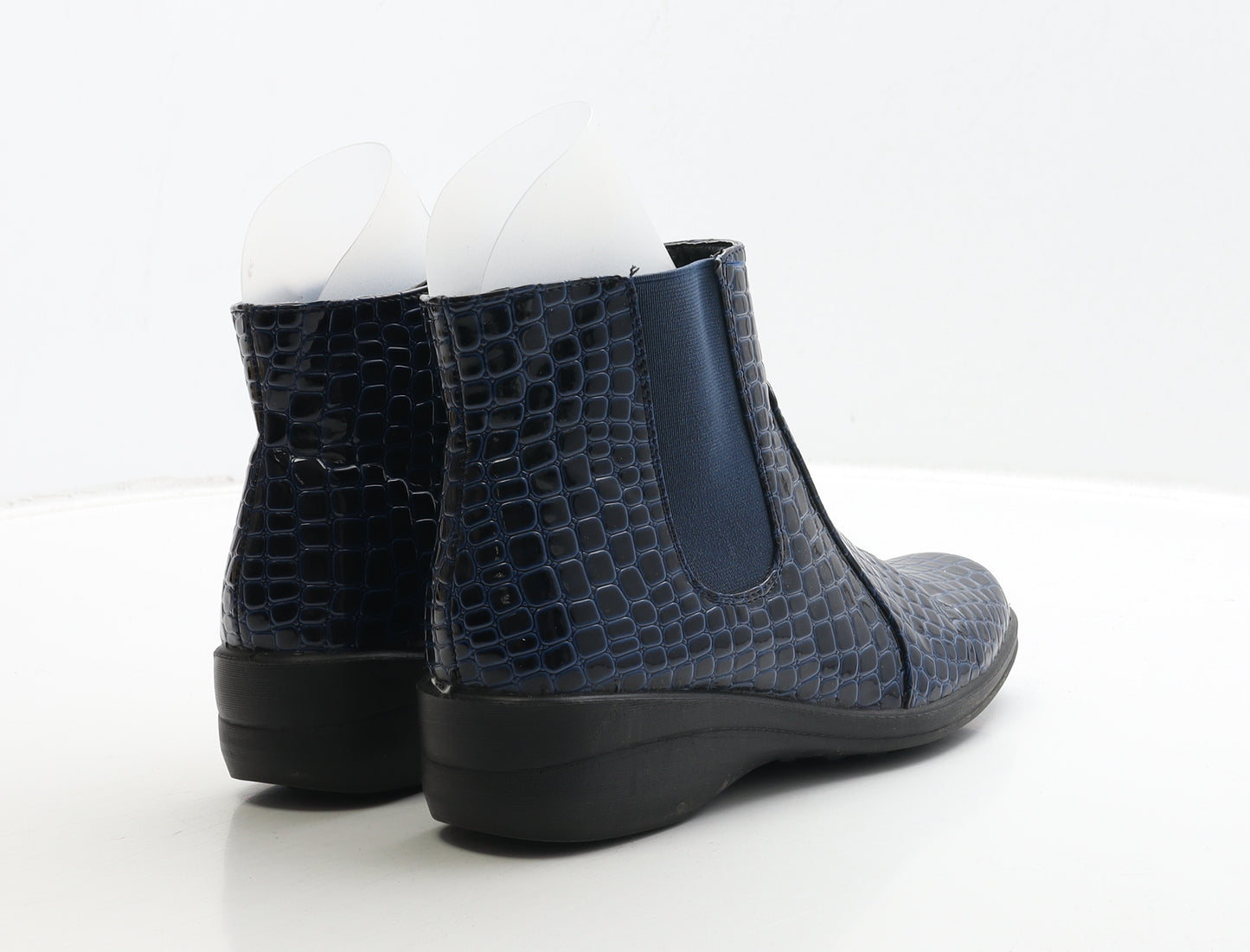 Cushionflex Womens Blue Geometric Leather Chelsea Boot UK 7 40 - Snake Print