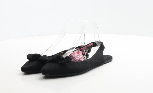 George Womens Black Fabric Slingback Flat UK 7 40