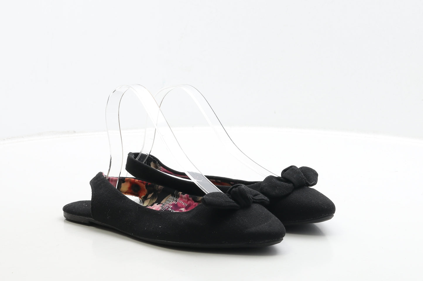 George Womens Black Fabric Slingback Flat UK 7 40