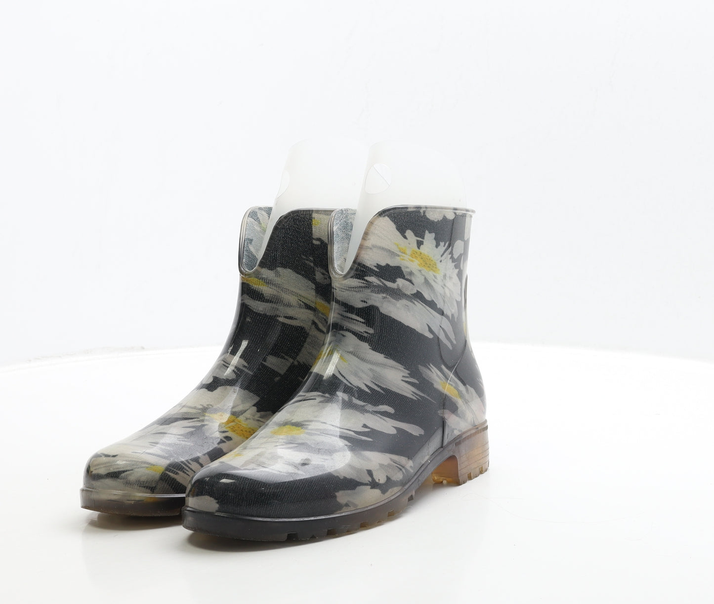 G&G Womens Black Floral Rubber Wellies Boot UK 5 38