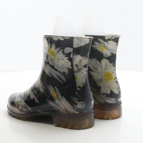 G&G Womens Black Floral Rubber Wellies Boot UK 5 38