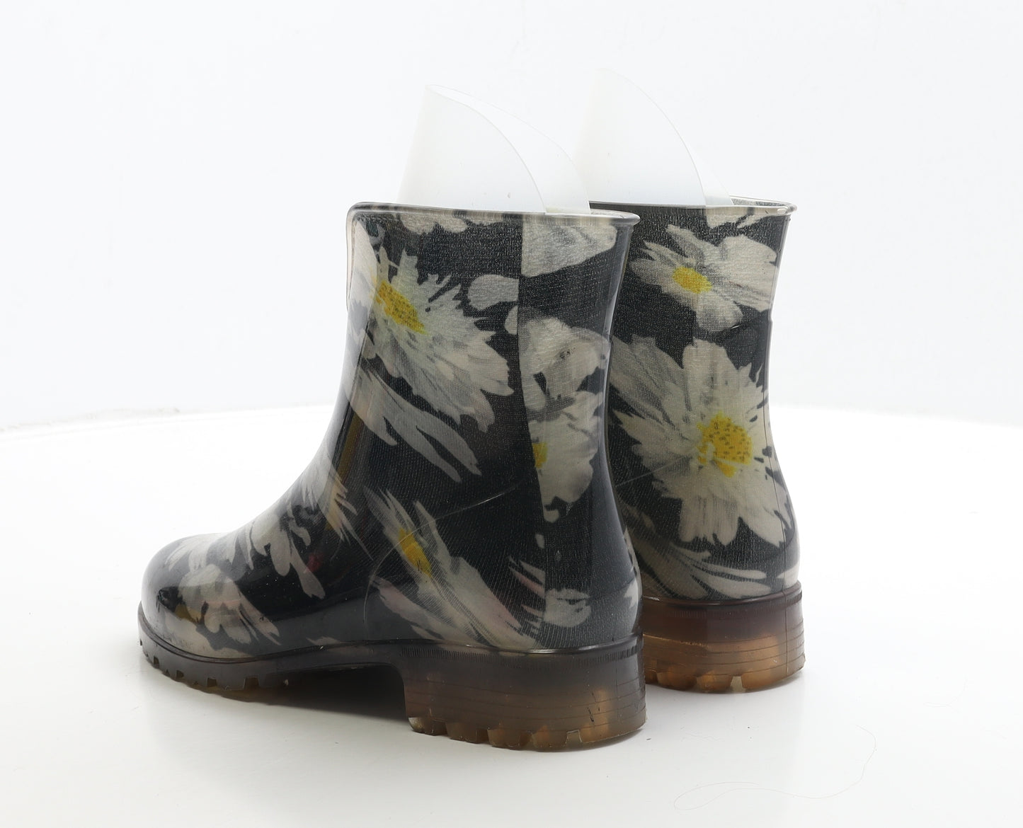 G&G Womens Black Floral Rubber Wellies Boot UK 5 38