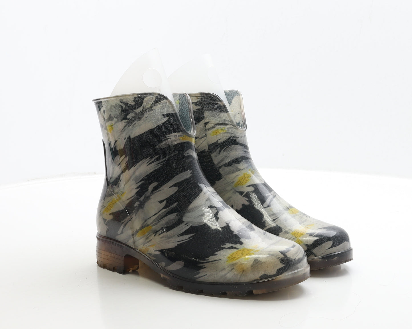 G&G Womens Black Floral Rubber Wellies Boot UK 5 38