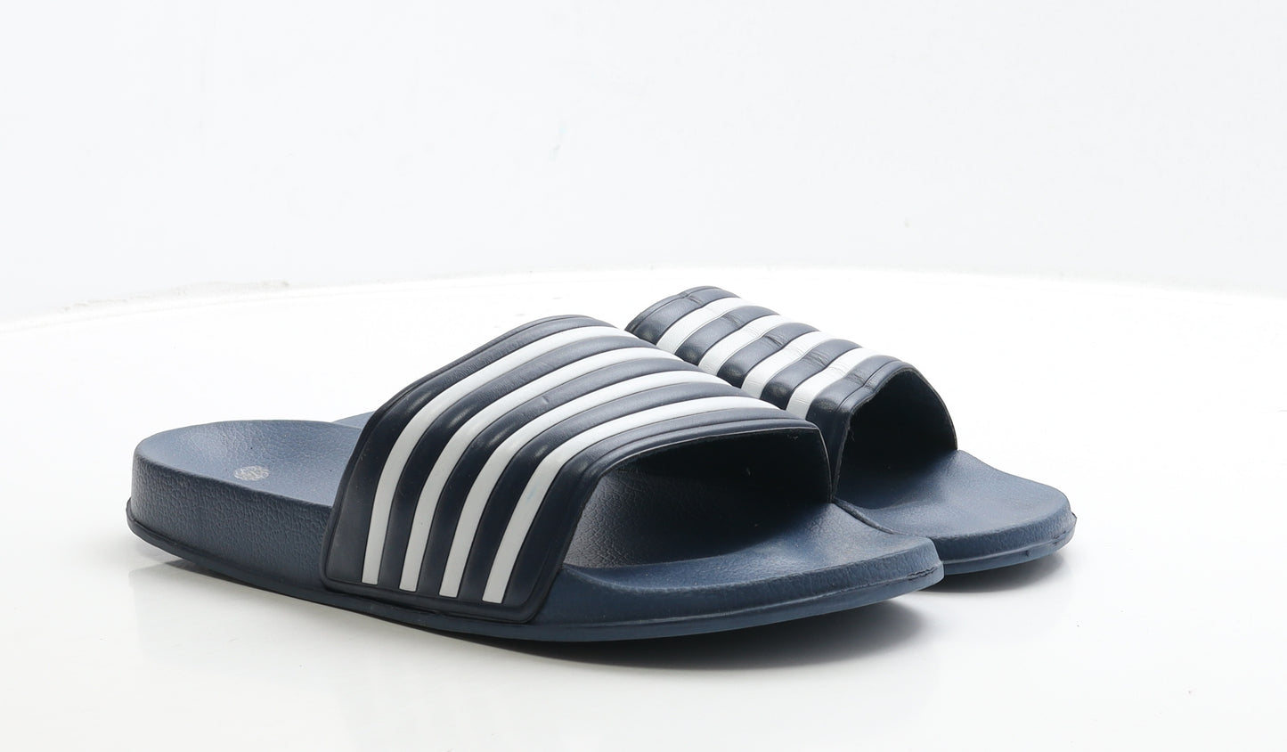 Preworn Mens Blue Striped Rubber Slider Sandal UK 11