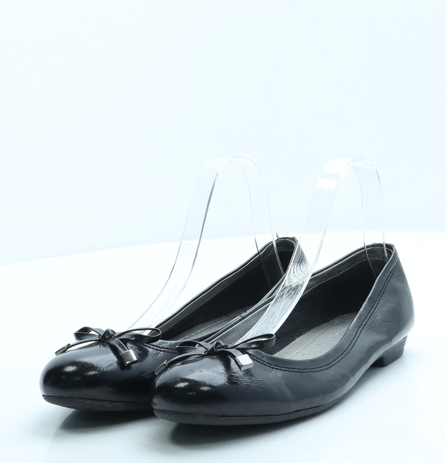 Marks and Spencer Womens Black Leather Ballet Flat UK 4 - Wide Fit