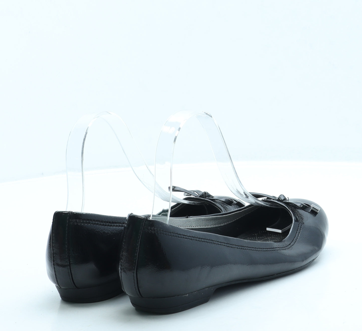 Marks and Spencer Womens Black Leather Ballet Flat UK 4 - Wide Fit