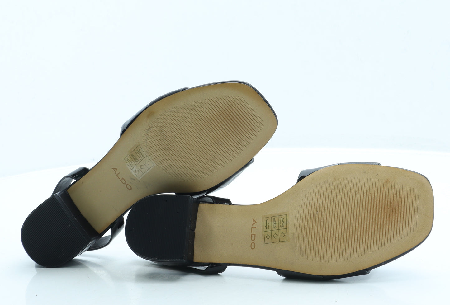 Aldo Womens Black Leather Slip On Sandal UK 6 39