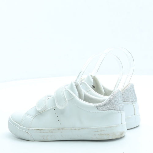 George Girls White Leather Trainer UK 12 31