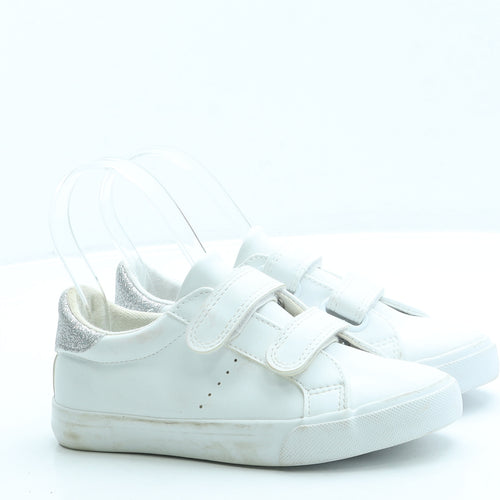 George Girls White Leather Trainer UK 12 31