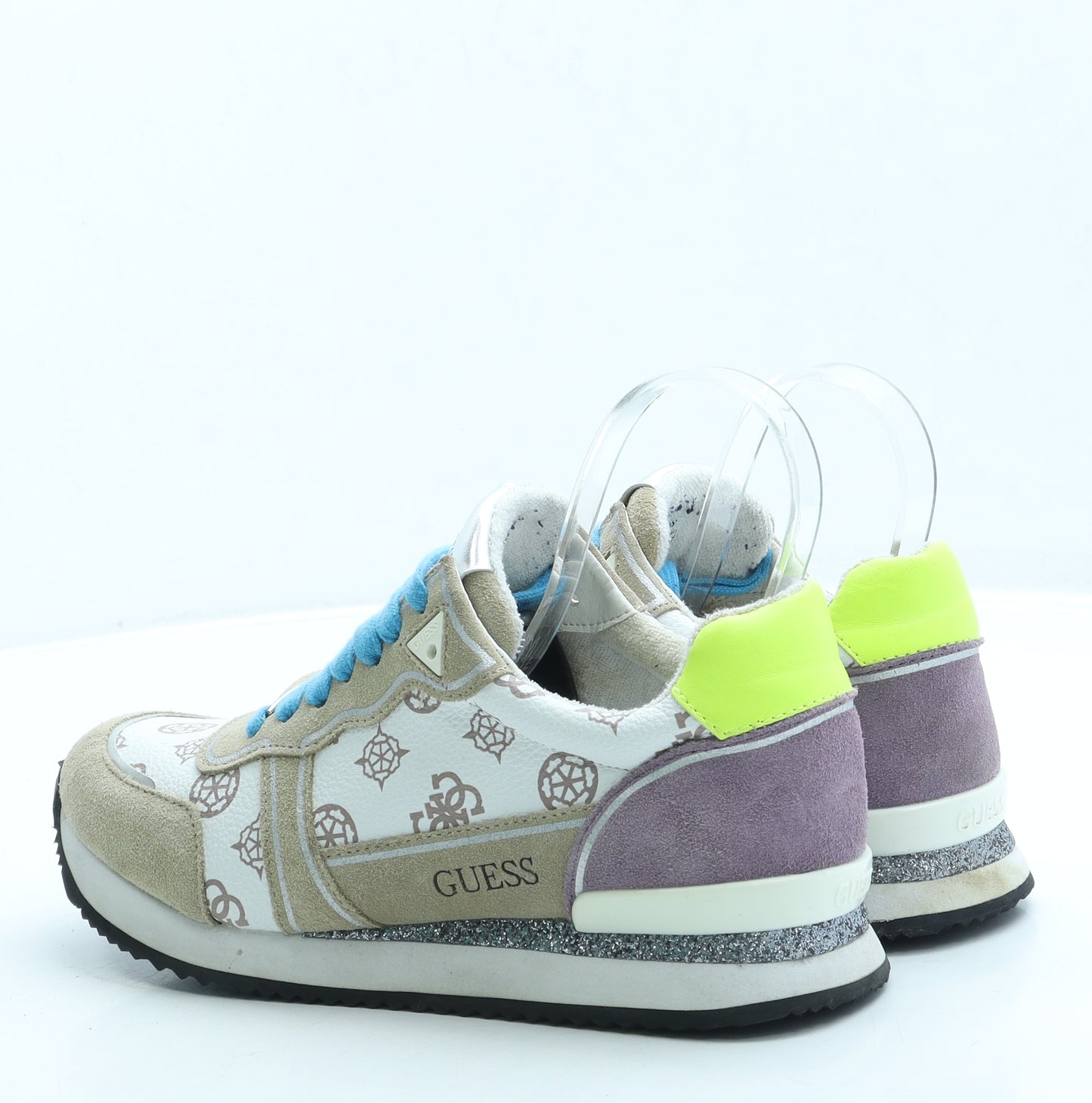 GUESS Womens Multicoloured Leather Trainer UK 5 38