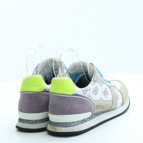 GUESS Womens Multicoloured Leather Trainer UK 5 38
