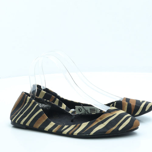 Atmosphere Womens Brown Geometric Polyester Flat UK 6 39