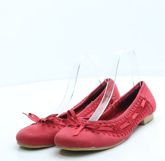 Preworn Womens Red Polyester Ballet Flat UK 7