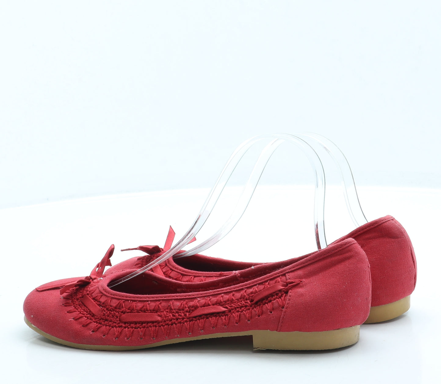 Preworn Womens Red Polyester Ballet Flat UK 7