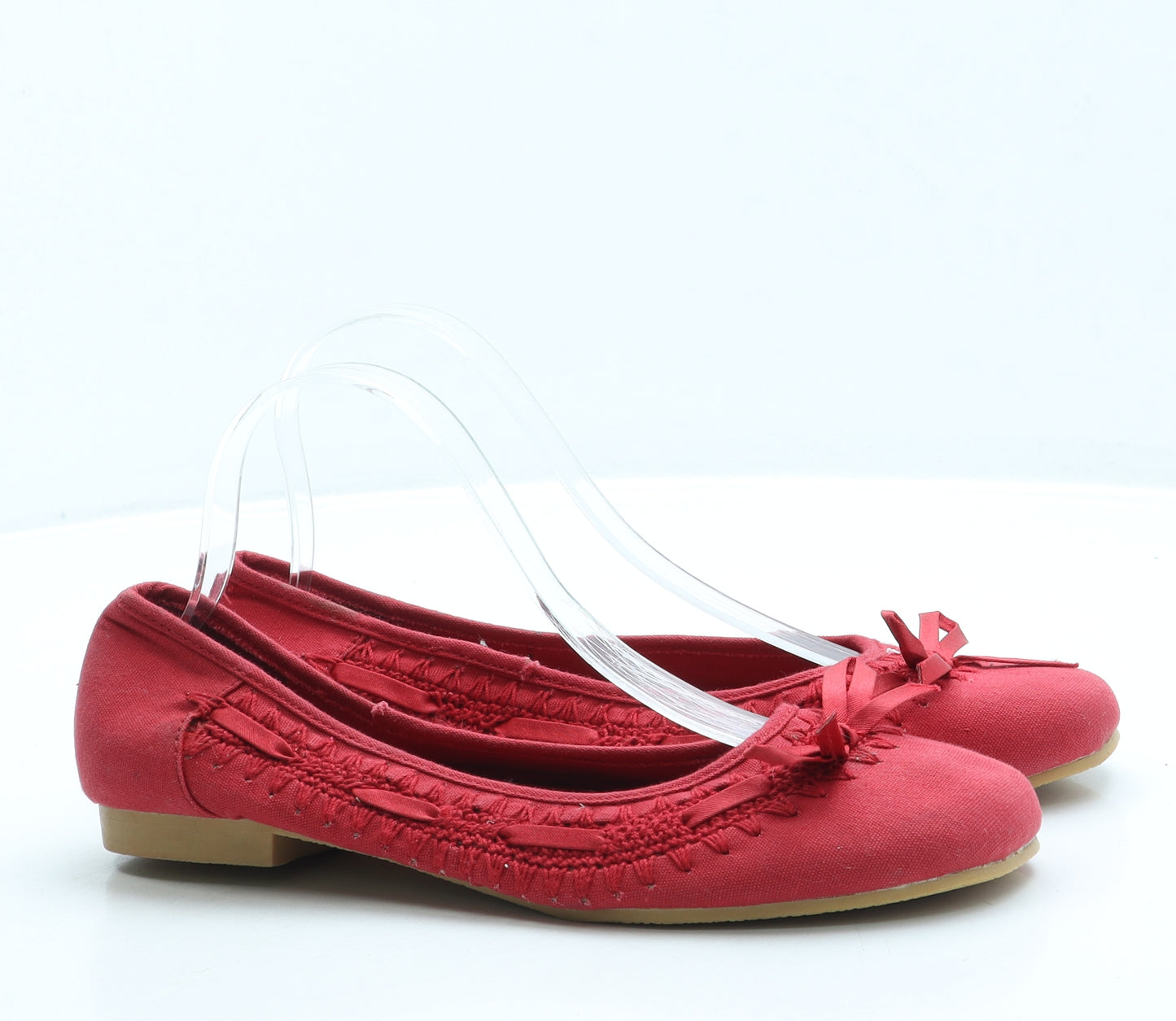 Preworn Womens Red Polyester Ballet Flat UK 7