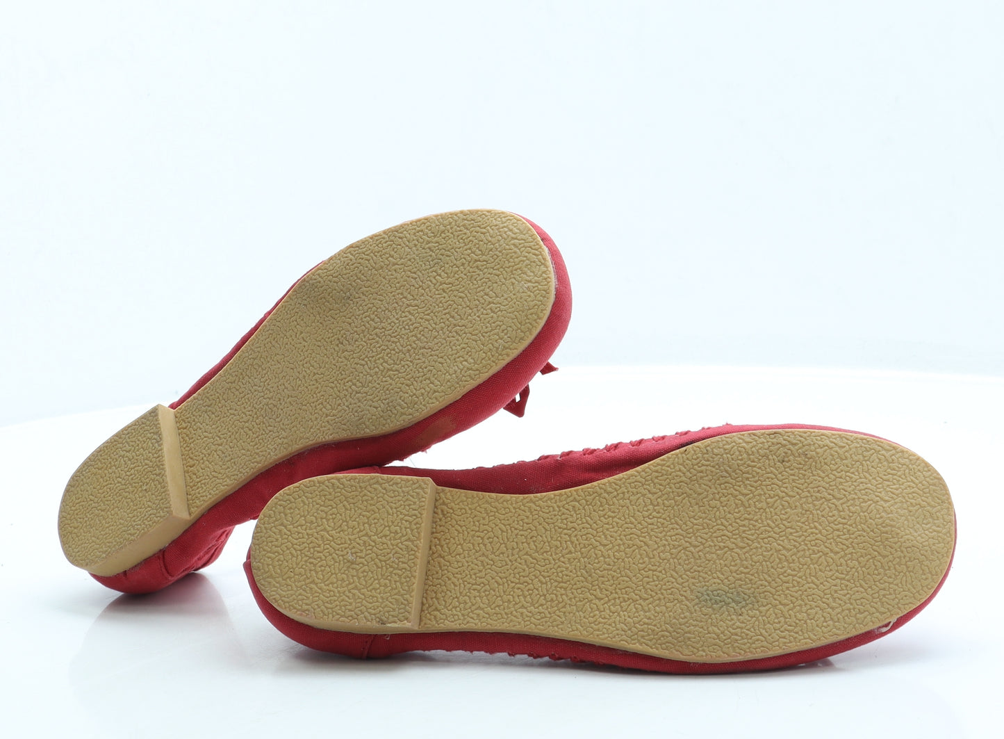 Preworn Womens Red Polyester Ballet Flat UK 7